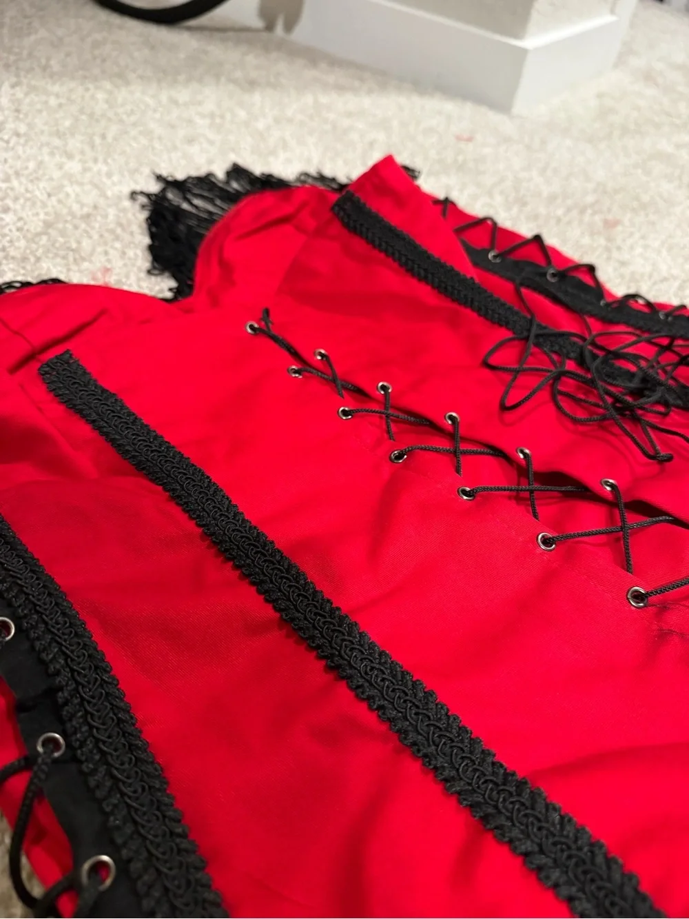 Red & Black Fringe Corset Costume Dress